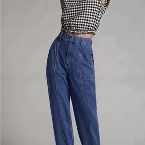 Boyish The Nico Straight Leg Baggy High Rise Cinched Bohemian Denim Jeans 27